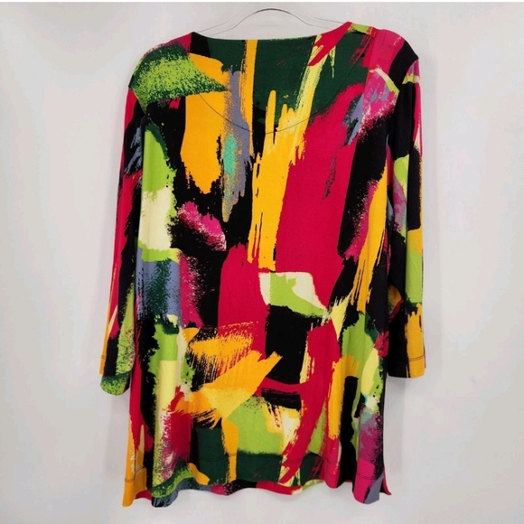 Ali Miles 3/4 Sleeve Bright Abstract Top Womens Size XL Art Multicolor - Picture 7 of 8